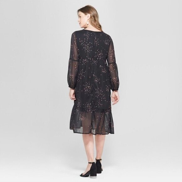 Isabel Maternity Dress XS Sheer Star Print Metallic Maternity - Picture 1 of 11